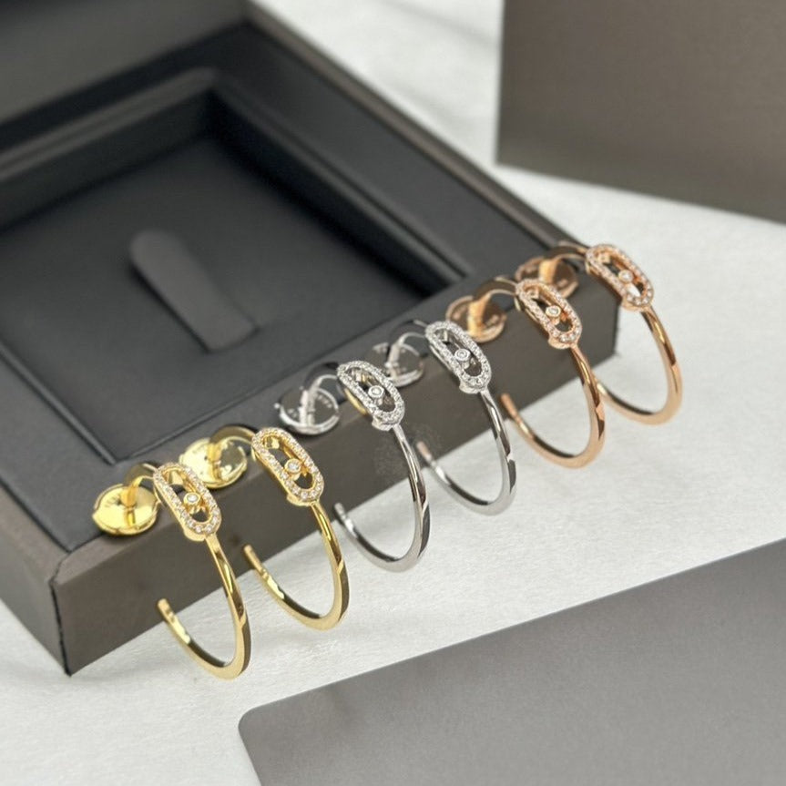 [ElanLuxe Jewelry]CREOLES MOVE UNO PM DIAMOND EARRINGS