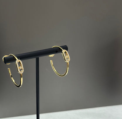 [ElanLuxe Jewelry]CREOLES MOVE UNO PM DIAMOND EARRINGS