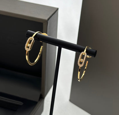 [ElanLuxe Jewelry]CREOLES MOVE UNO PM DIAMOND EARRINGS