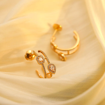 [ElanLuxe Jewelry]CREOLES MY TWIN 2 RANGS SILVER DIAMOND EARRINGS