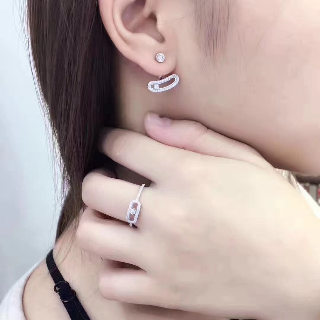 [ElanLuxe Jewelry]MOVE UNO SILVER DIAMOND EARRINGS