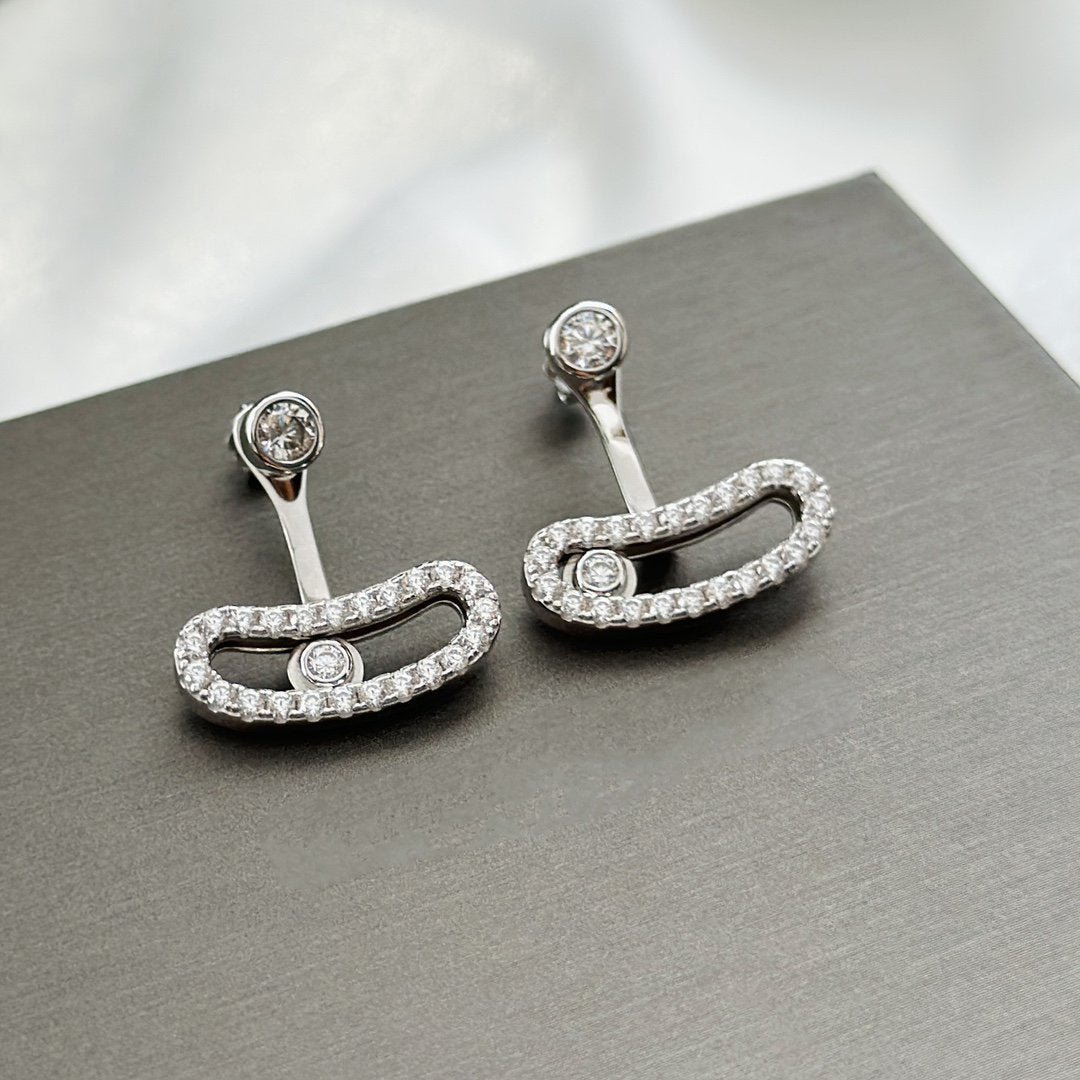 [ElanLuxe Jewelry]MOVE UNO SILVER DIAMOND EARRINGS