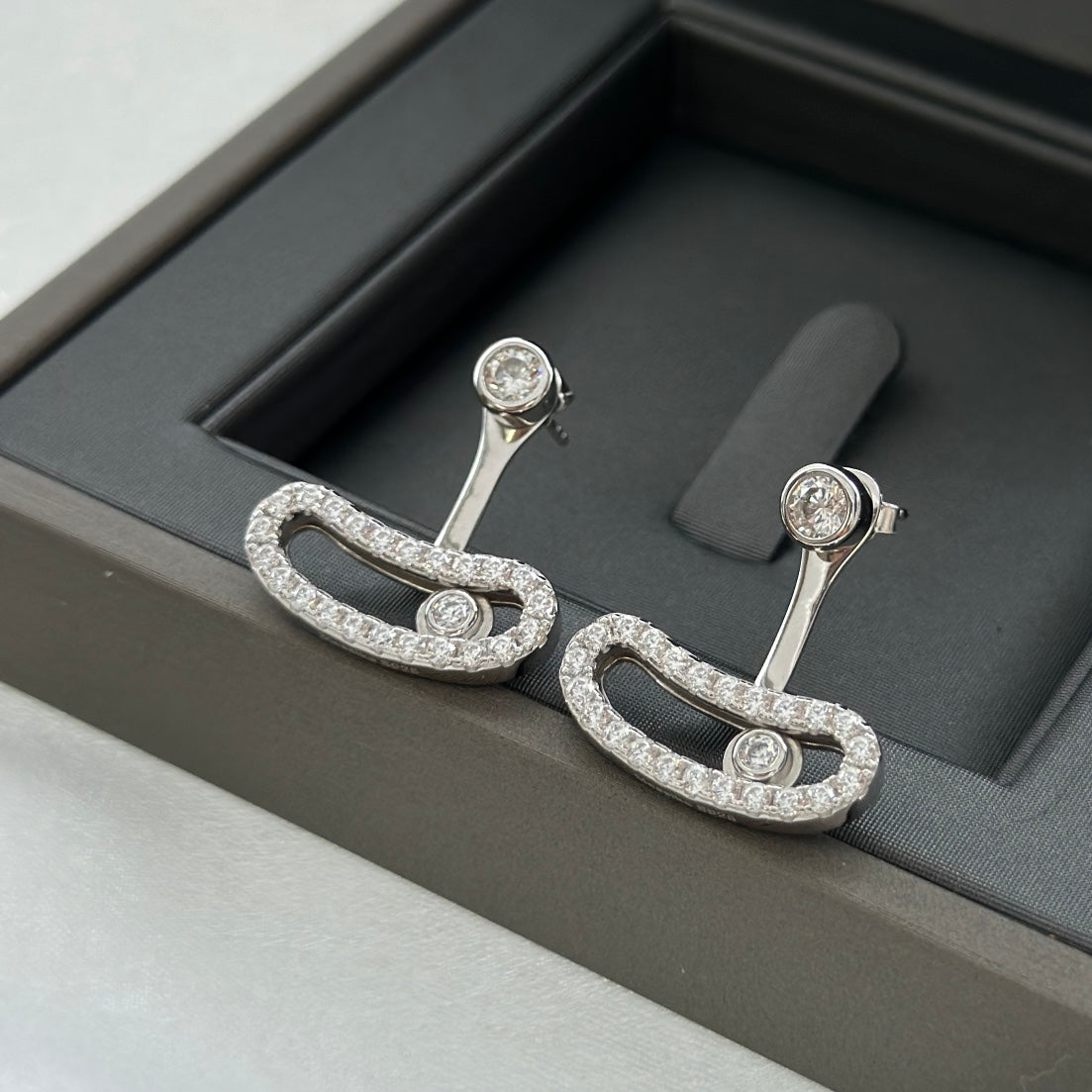 [ElanLuxe Jewelry]MOVE UNO SILVER DIAMOND EARRINGS