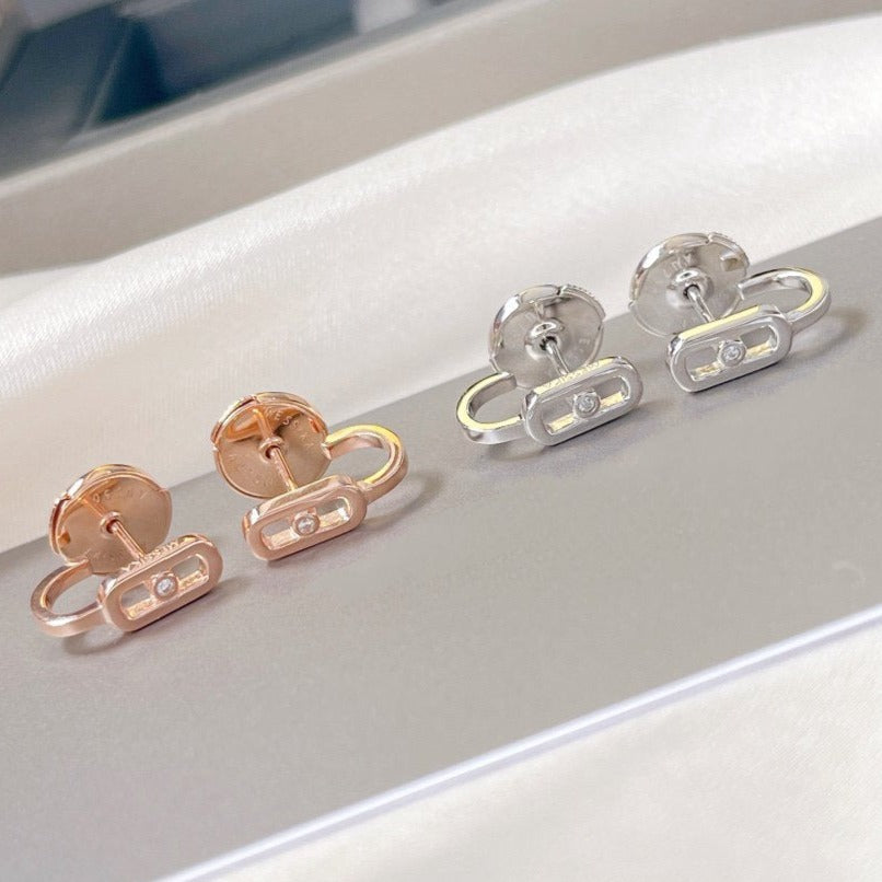 [ElanLuxe Jewelry]CREOLES MOVE UNO MINI 1 DIAMOND EARRINGS