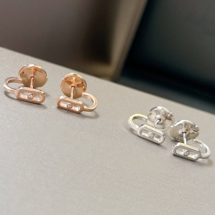 [ElanLuxe Jewelry]CREOLES MOVE UNO MINI 1 DIAMOND EARRINGS