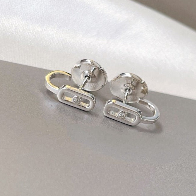 [ElanLuxe Jewelry]CREOLES MOVE UNO MINI 1 DIAMOND EARRINGS