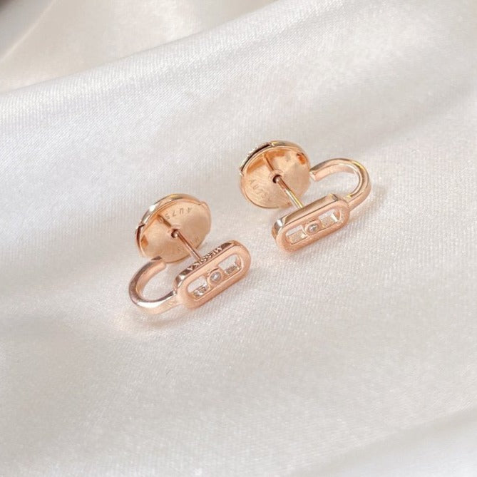 [ElanLuxe Jewelry]CREOLES MOVE UNO MINI 1 DIAMOND EARRINGS