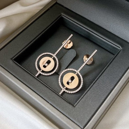 [ElanLuxe Jewelry]LUCKY MOVE ARROW PINK GOLD DIAMOND EARRINGS