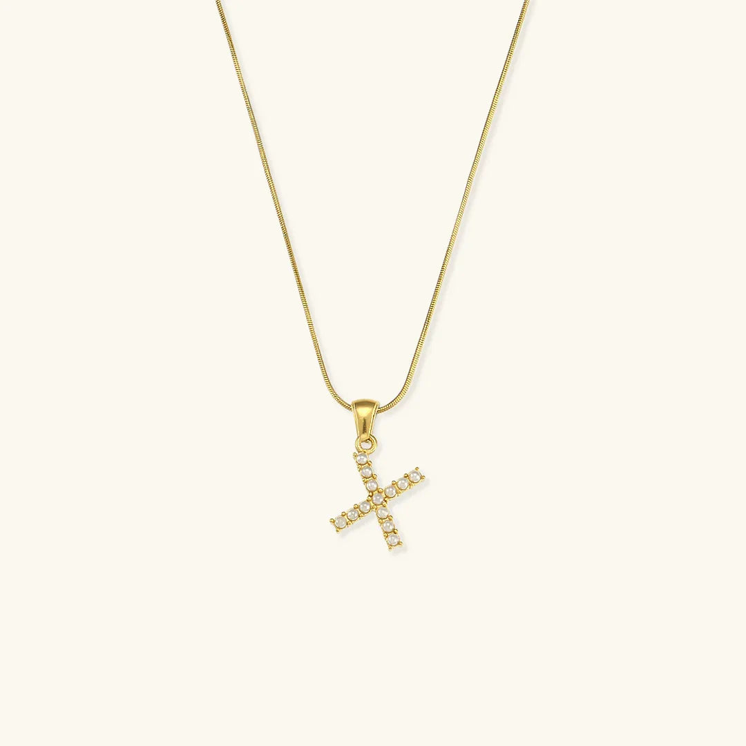 [ElanLuxe]Augustine Initial Letter Pearl Necklace