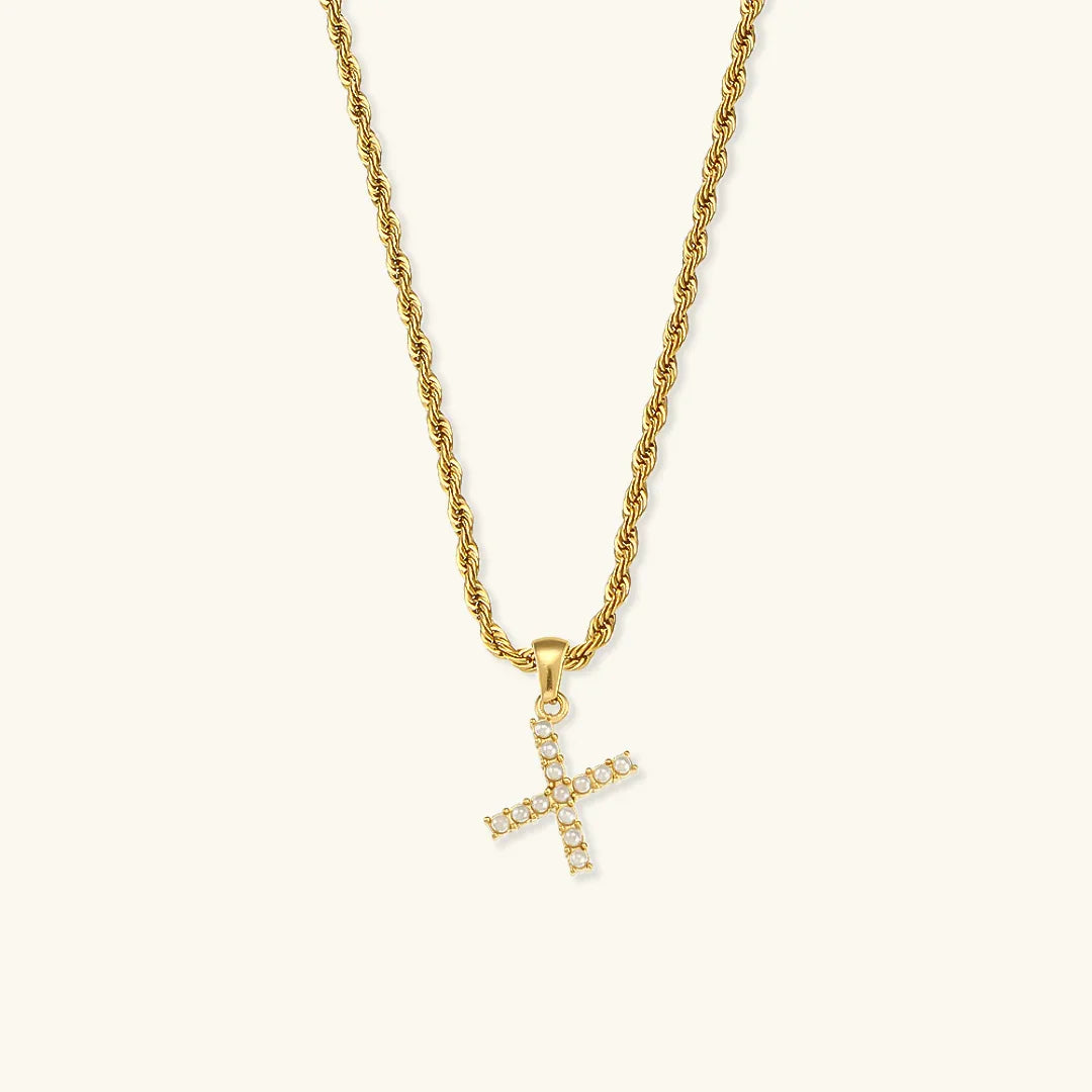 [ElanLuxe]Elodie Initial Letter Pearl Necklace