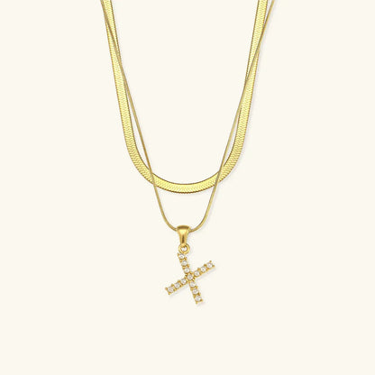 [ElanLuxe]Fiona Layered Gold Initial Letter Necklace