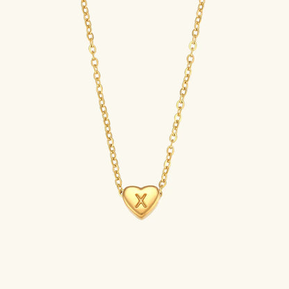 [ElanLuxe]Heart Initial Gold Necklace