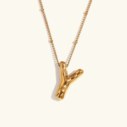 [ElanLuxe]Balloon Gold Initial Necklace