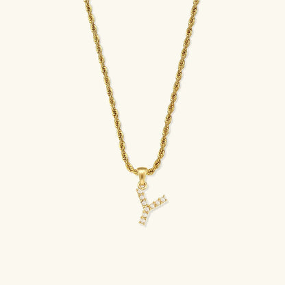 [ElanLuxe]Elodie Initial Letter Pearl Necklace