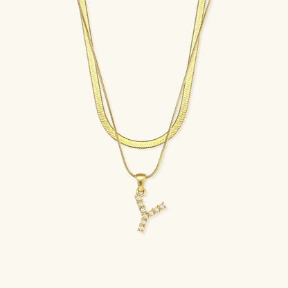 [ElanLuxe]Fiona Layered Gold Initial Letter Necklace