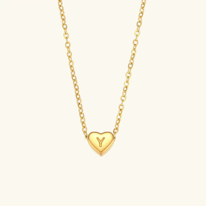[ElanLuxe]Heart Initial Gold Necklace
