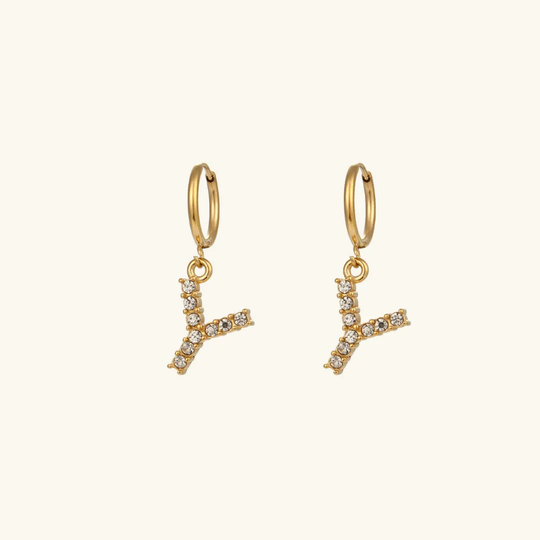 [ElanLuxe]Wilhemina Initial Letter Earrings