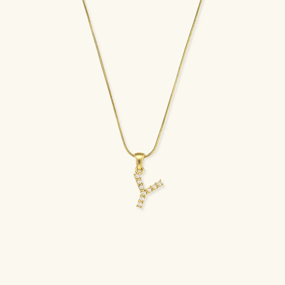 [ElanLuxe]Augustine Initial Letter Pearl Necklace