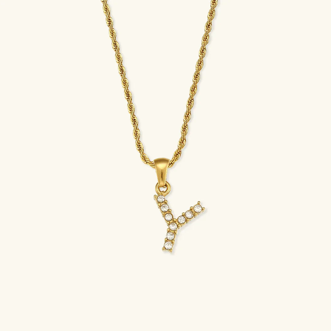[ElanLuxe]Maeve Letter Initial Diamond Necklace