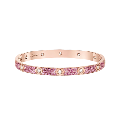 [ElanLuxe Jewelry]2026 PAVE GEMSTONE LOVE BRACELET 6.1MM 10 DIAMONDS