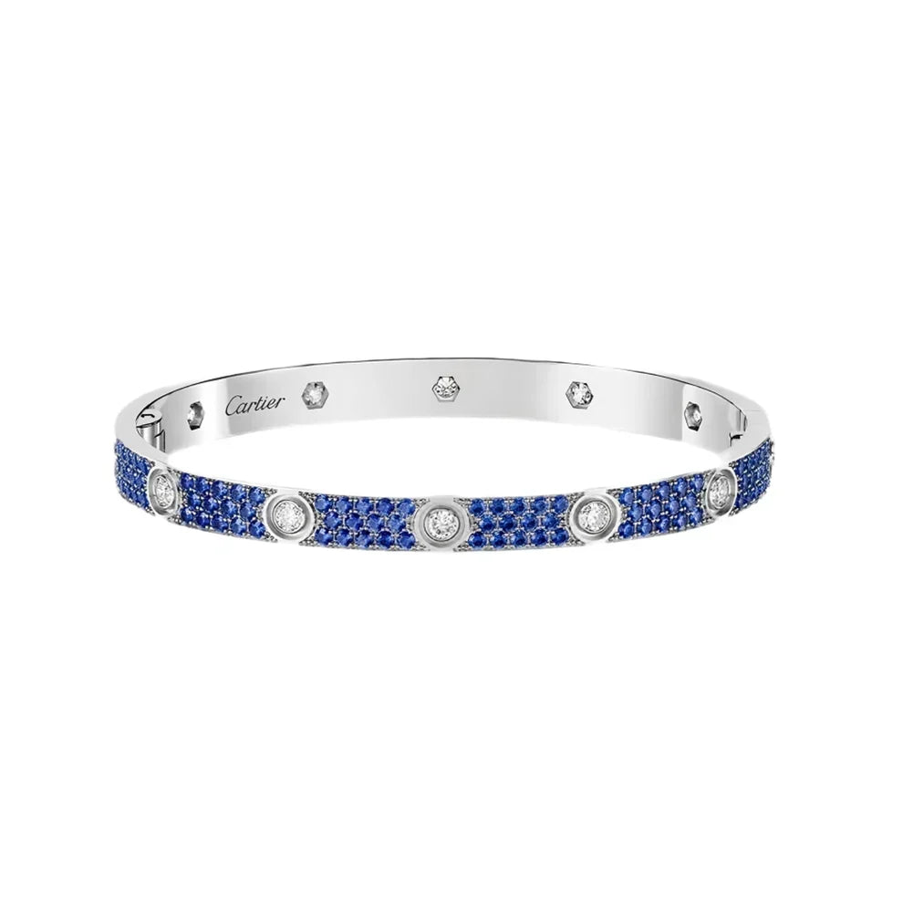 [ElanLuxe Jewelry]Pave Gemstone Love &Force Large Horseshoe Diamond Duo Bracelet Stack Set