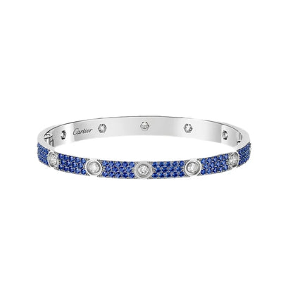 [ElanLuxe Jewelry]Pave Gemstone Love &Force Large Horseshoe Diamond Duo Bracelet Stack Set
