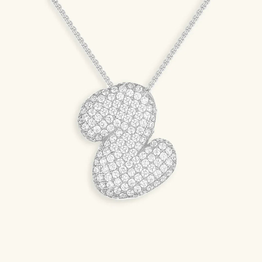 [ElanLuxe]Bubble Initial Diamond Necklace
