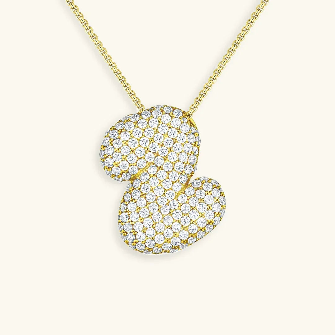 [ElanLuxe]Bubble Initial Diamond Necklace
