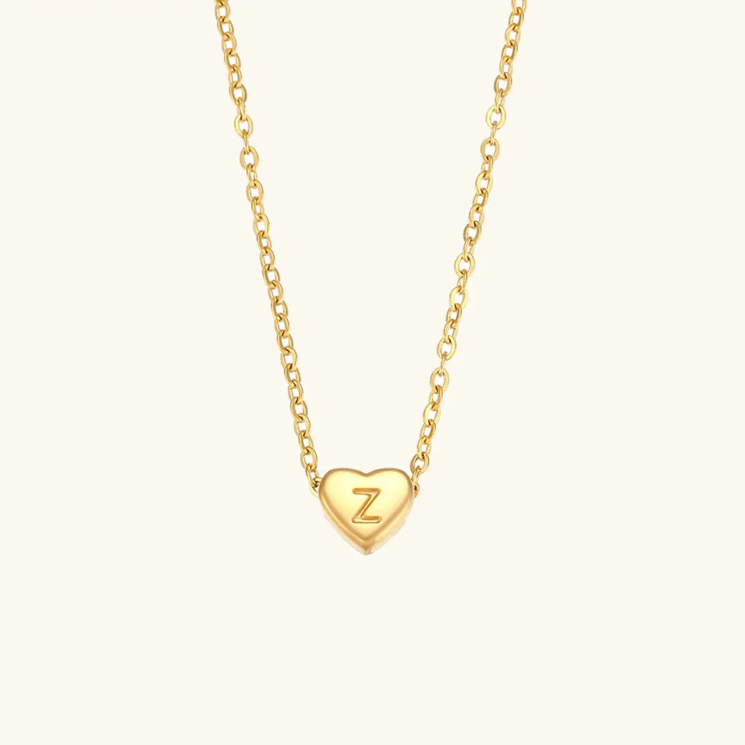 [ElanLuxe]Heart Initial Gold Necklace