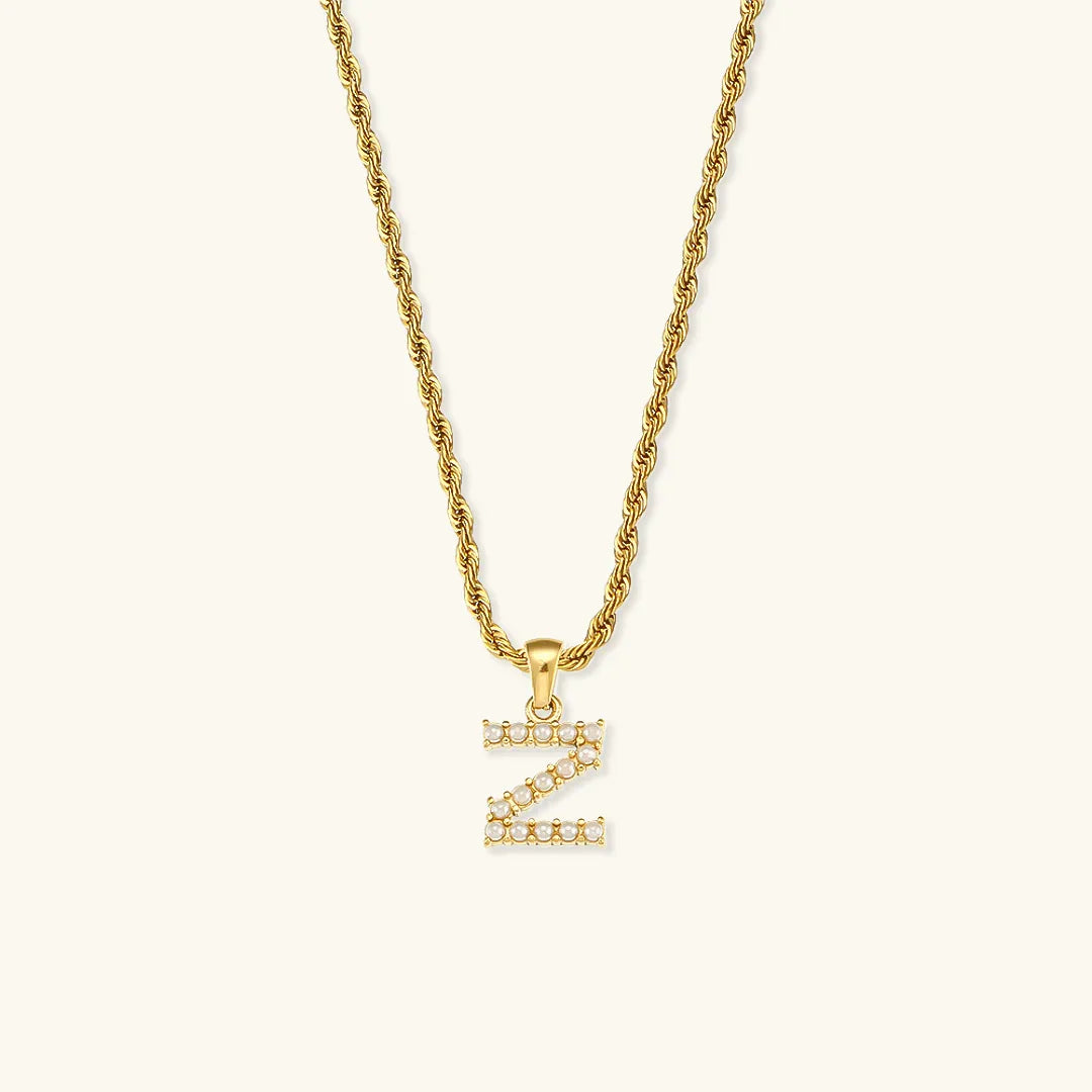 [ElanLuxe]Elodie Initial Letter Pearl Necklace