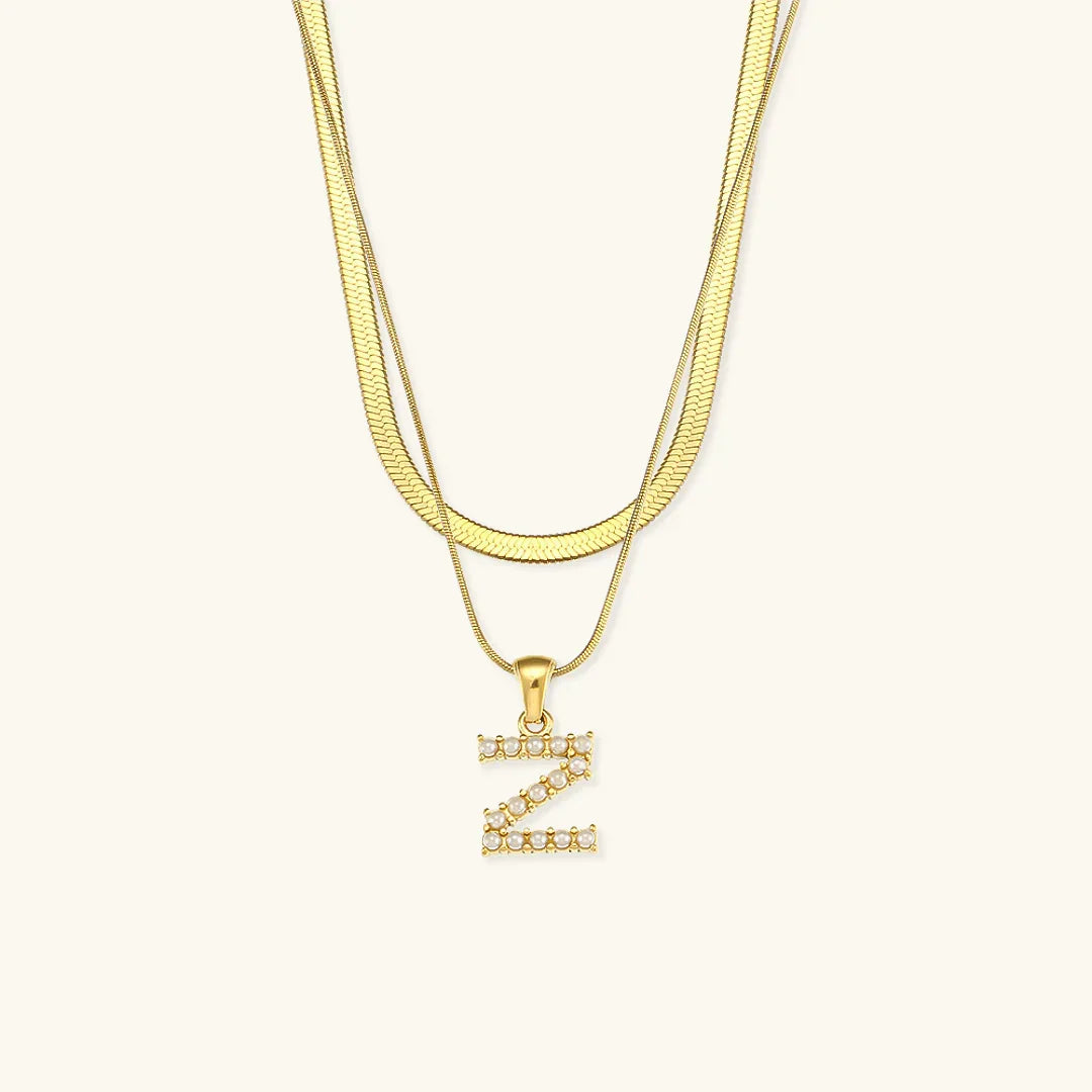 [ElanLuxe]Fiona Layered Gold Initial Letter Necklace