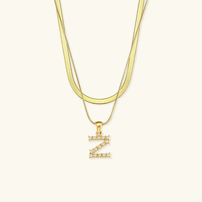 [ElanLuxe]Fiona Layered Gold Initial Letter Necklace