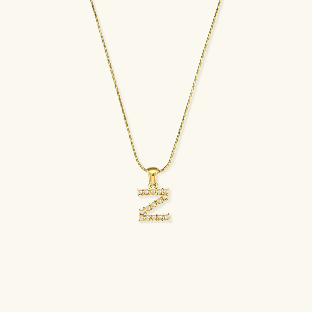 [ElanLuxe]Augustine Initial Letter Pearl Necklace