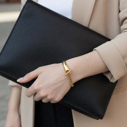 [ElanLuxe]Myrna Chained Gold Bangle