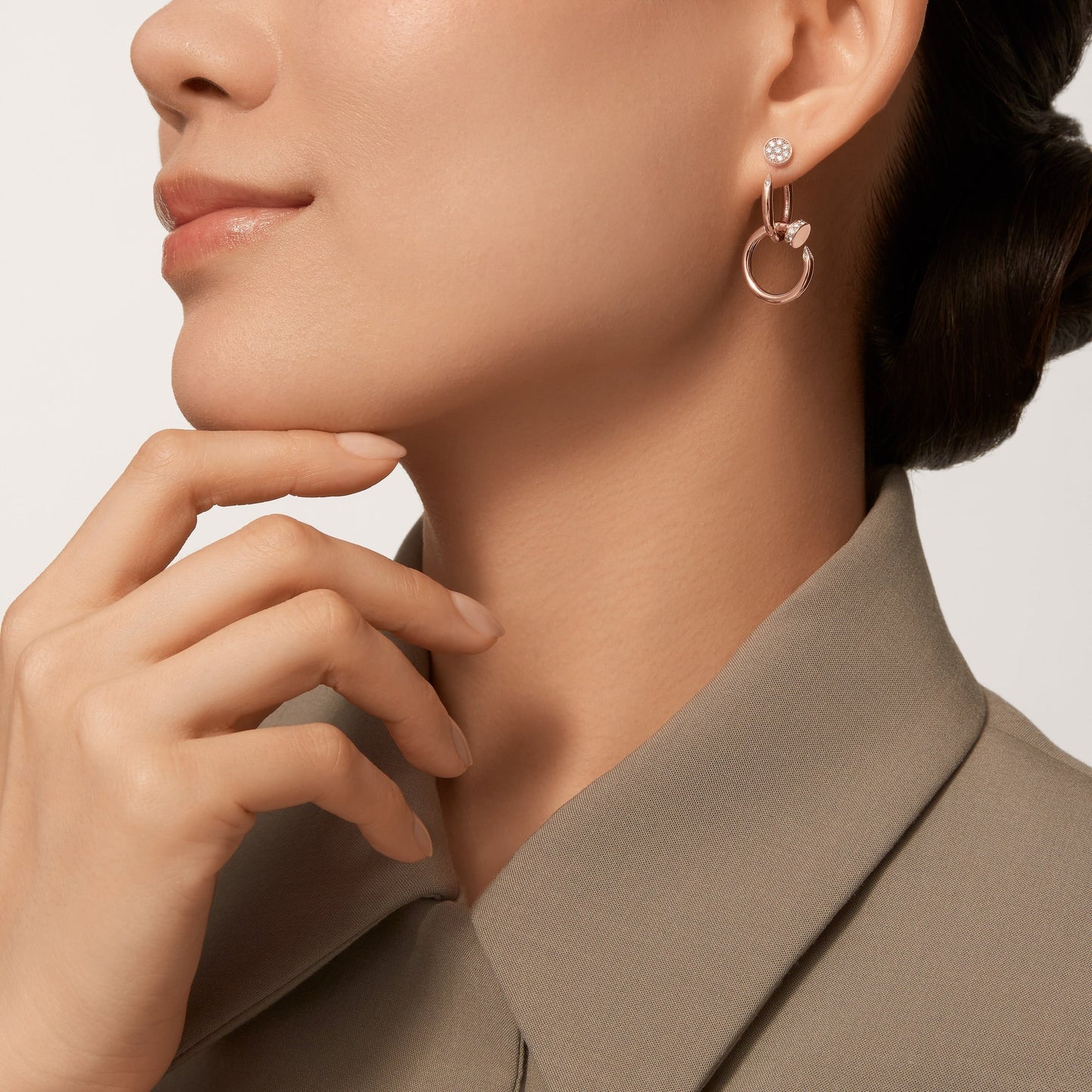 [ElanLuxe Jewelry]JUSTE HALF DIAMOND DOUBLE EARRINGS