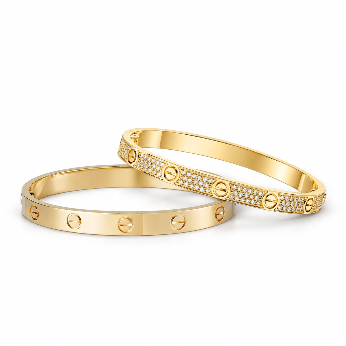 [ElanLuxe Jewelry] LOVE  Classic & Diamond-Paved Bracelet Stack Set