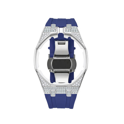 Strap For Ap Swatch Royal Oak Pop Exclusive Steel Case With Diamond(Moissanite) & Silicone Strap