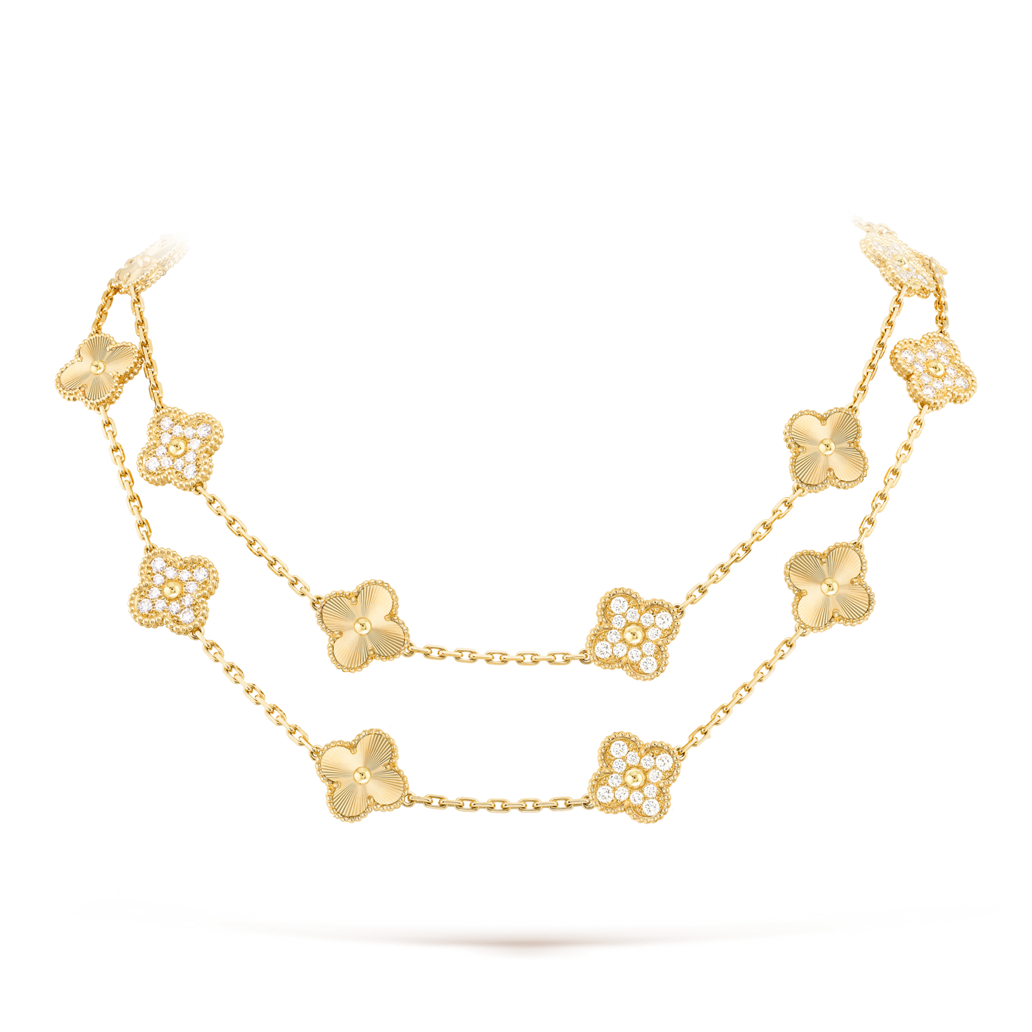 [ElanLuxe Jewelry]CLOVER 20 MOTIFS LASER DIAMOND NECKLACE