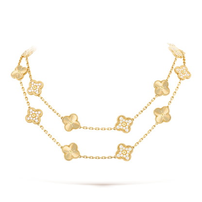 [ElanLuxe Jewelry]CLOVER 20 MOTIFS LASER DIAMOND NECKLACE