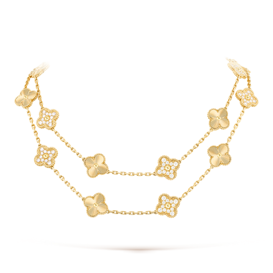 [ElanLuxe Jewelry]CLOVER 20 MOTIFS LASER DIAMOND NECKLACE
