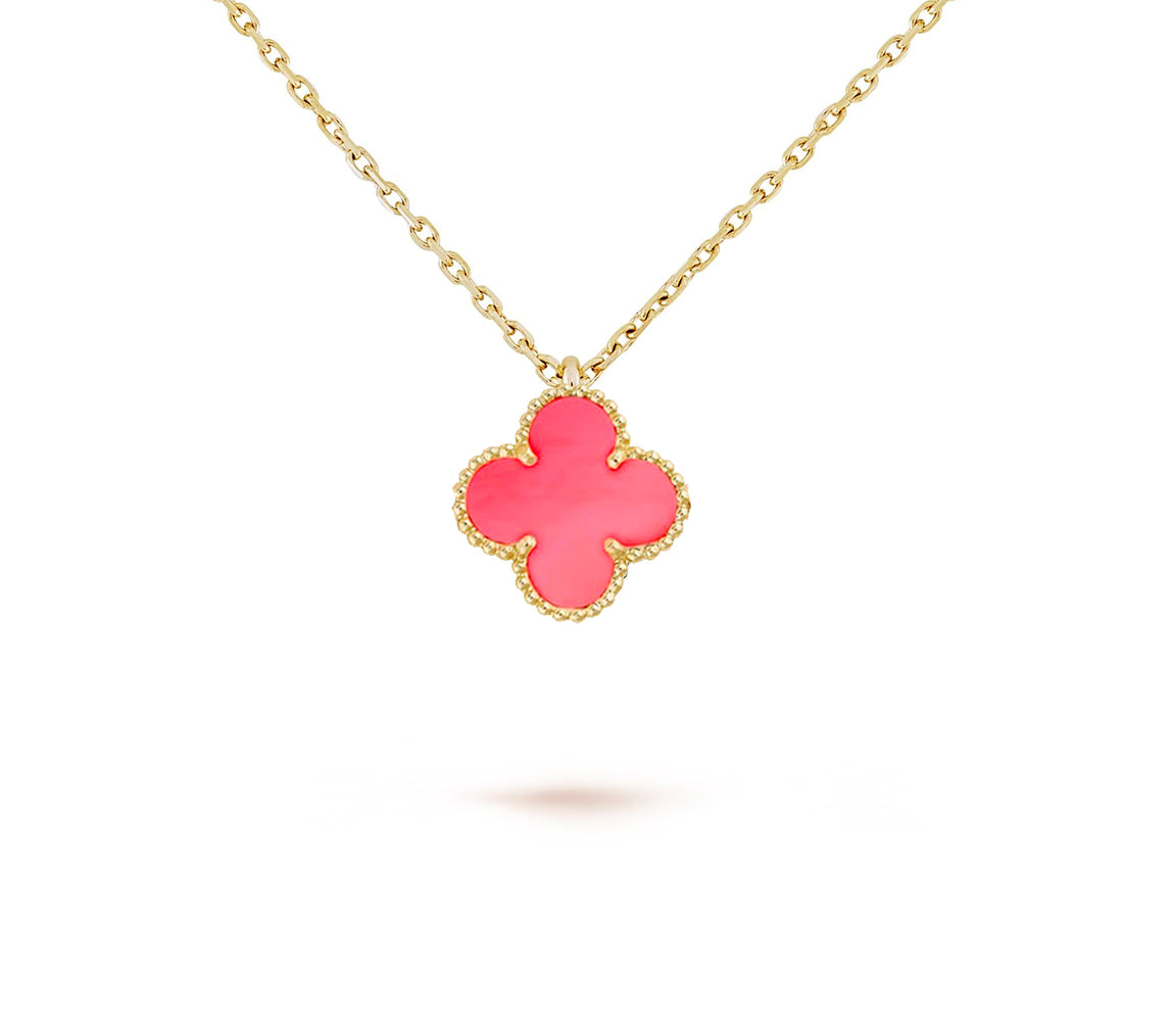 [ElanLuxe Jewelry]CLOVER MINI 9.5MM CARNELIANS NECKLACE COLLECTION