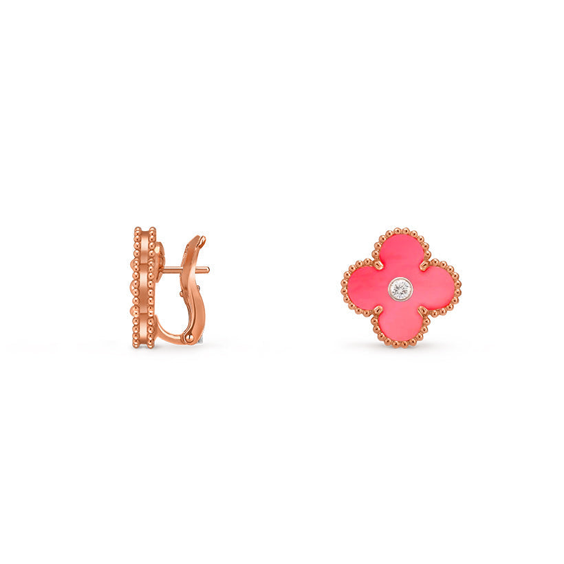 [ElanLuxe Jewelry]CLOVER 15MM MOP DIAMOND EARRINGS COLLECTION