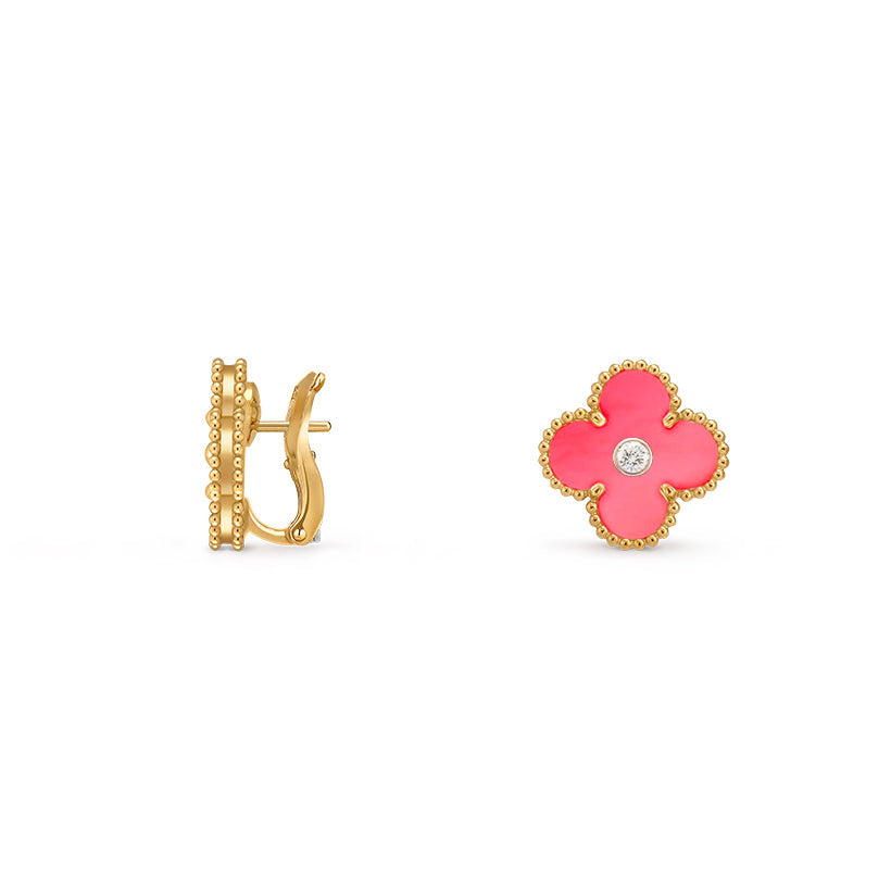 [ElanLuxe Jewelry]CLOVER 15MM MOP DIAMOND EARRINGS COLLECTION