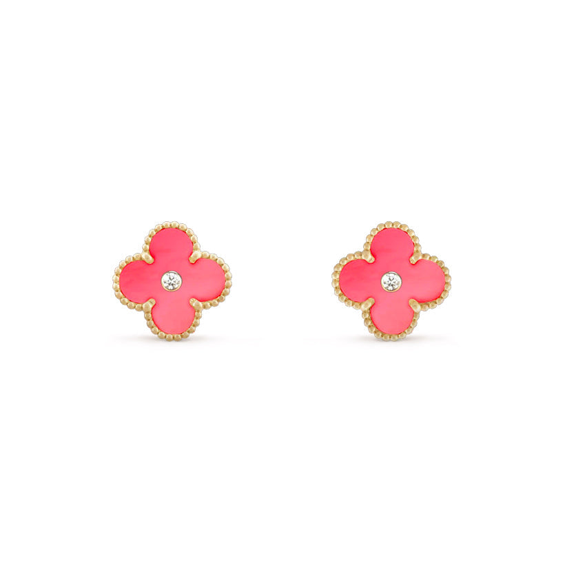 [ElanLuxe Jewelry]CLOVER  15MM DIAMOND EARRINGS COLLECTION