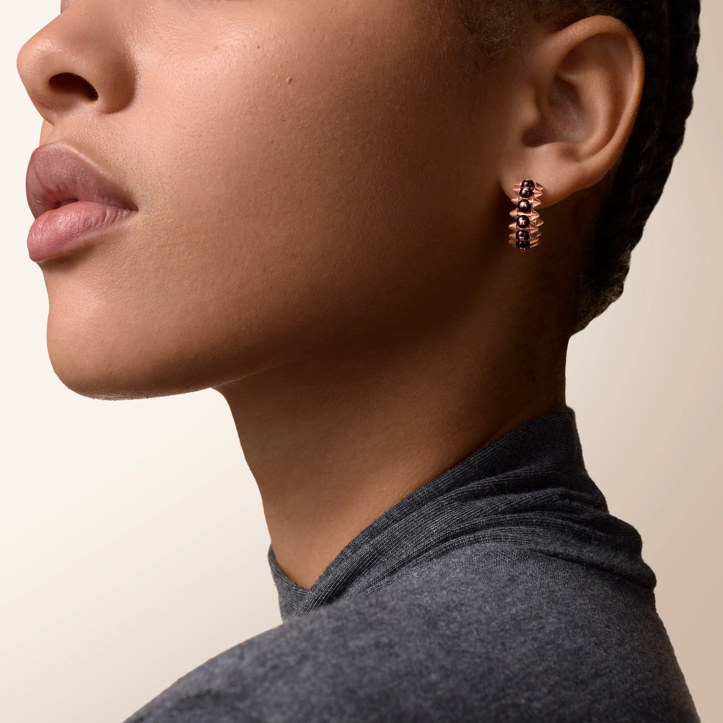 [ElanLuxe Jewelry]CLASH 7.9MM AGATE CHALCEDONY EARRINGS