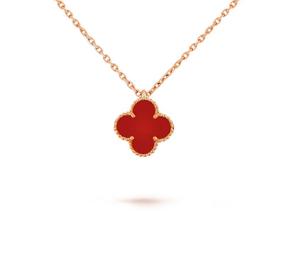 [ElanLuxe Jewelry]CLOVER MINI 9.5MM CARNELIANS NECKLACE COLLECTION