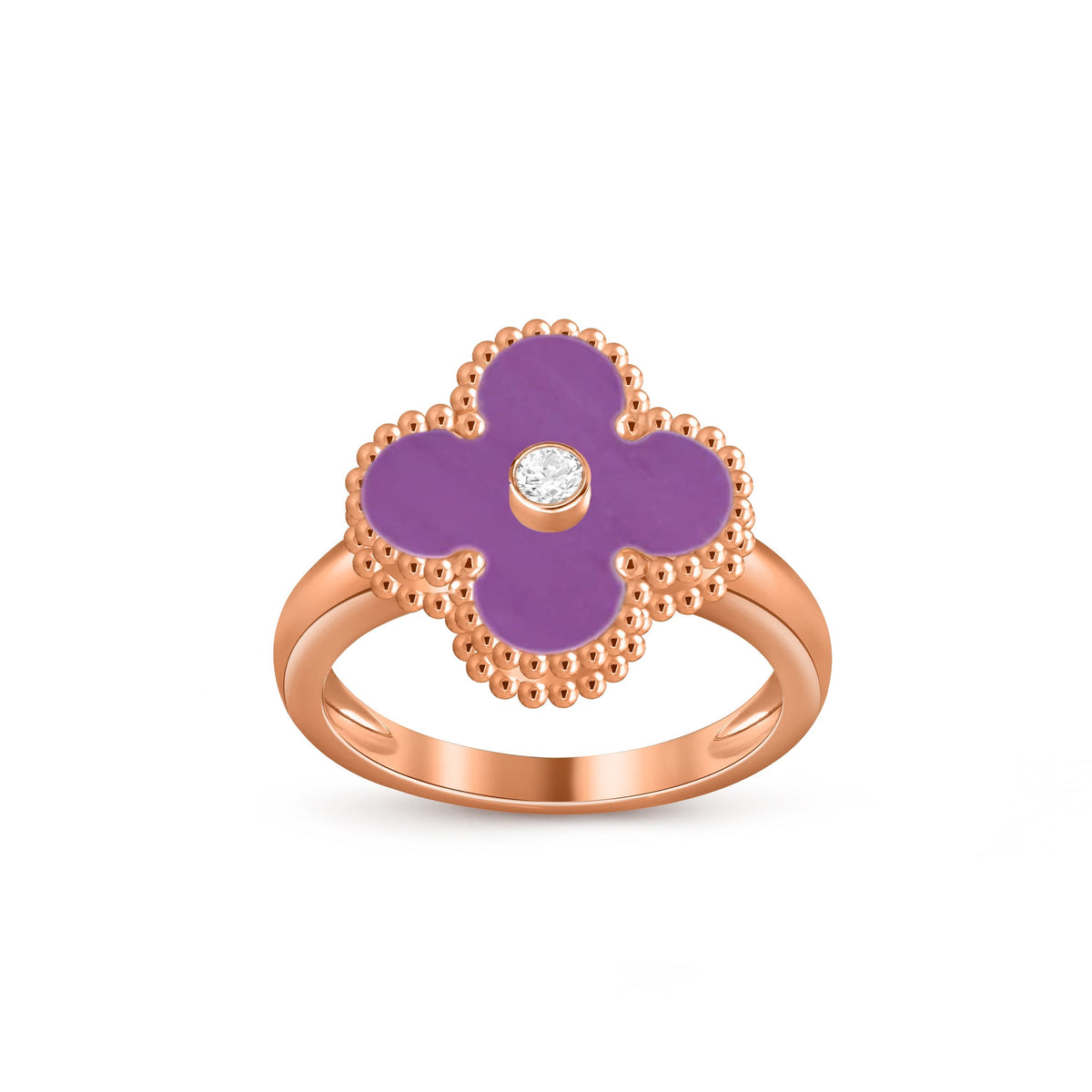 [ElanLuxe Jewelry]CLOVER DIAMOND RING ROSE GOLD COLLECTION