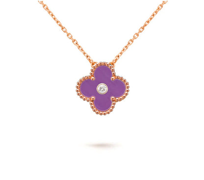 [ElanLuxe Jewelry]CLOVER 15MM DIAMOND SINGLE FLOWER NECKLACE COLLECTION