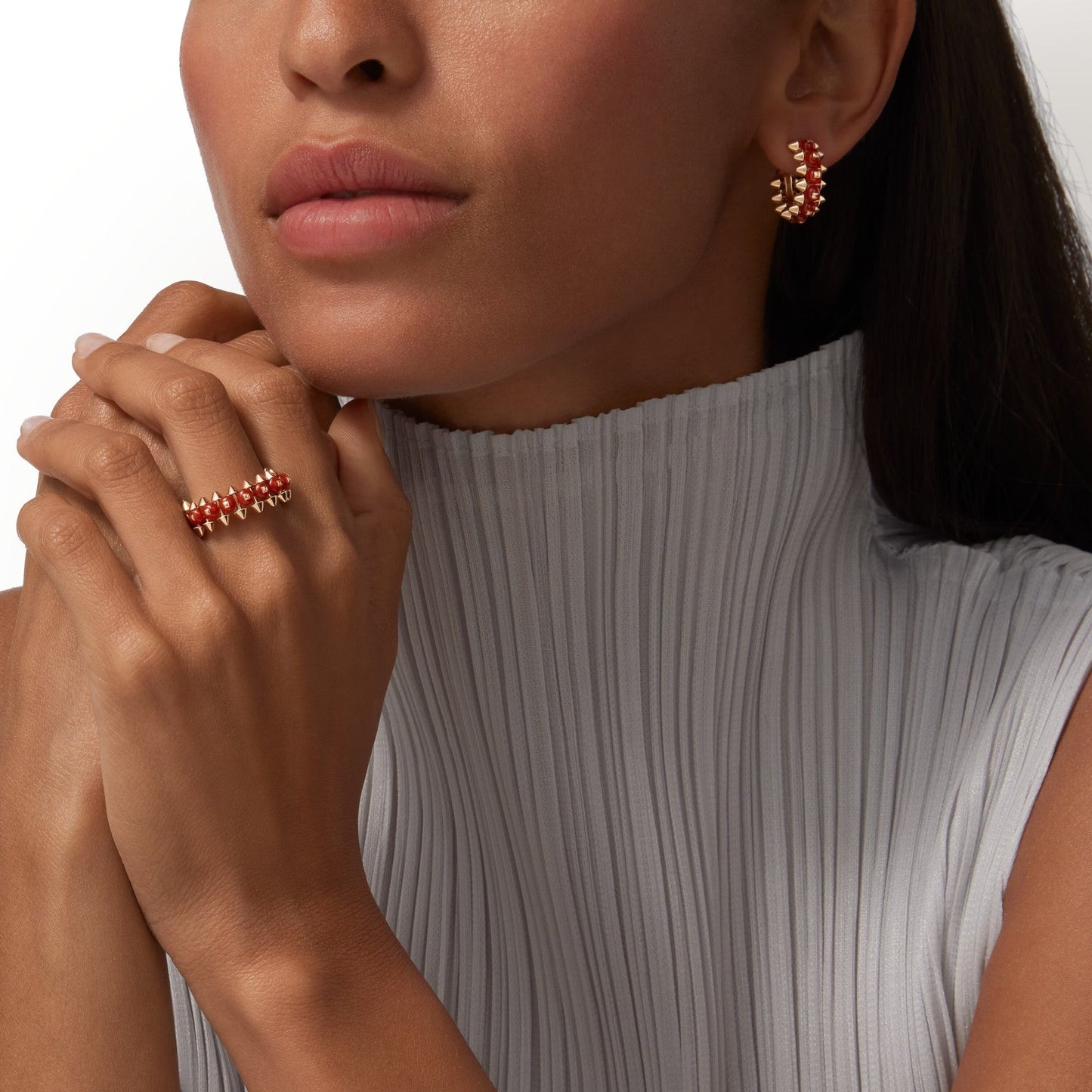 [ElanLuxe Jewelry]CLASH 7.9MM AGATE CHALCEDONY EARRINGS