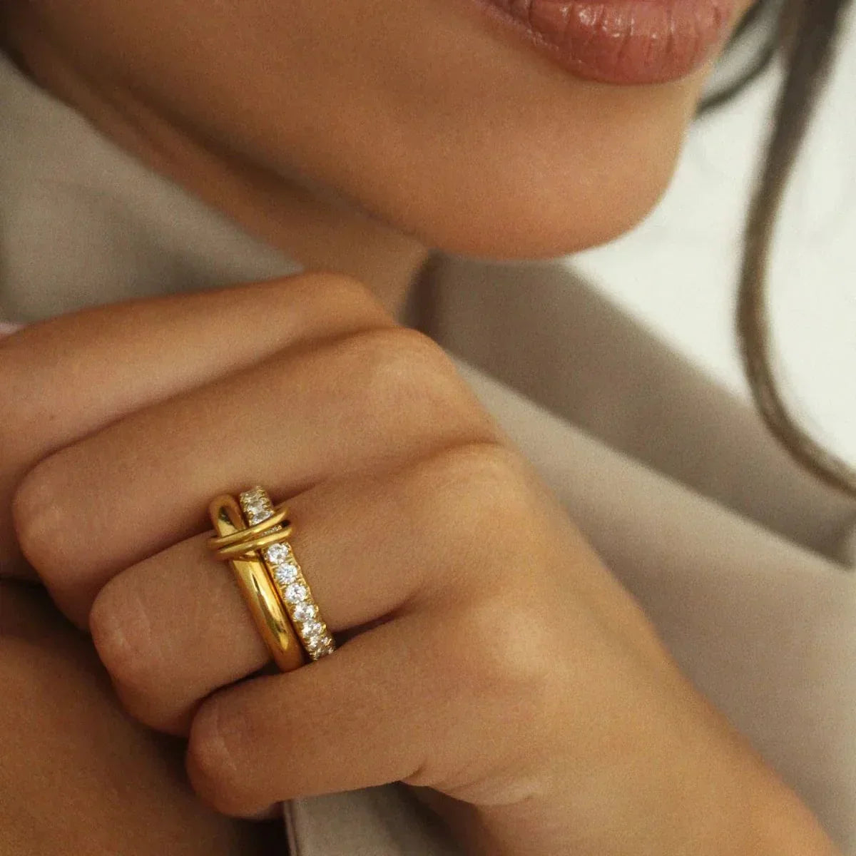 [ElanLuxe]Alison Stacked Diamond Ring